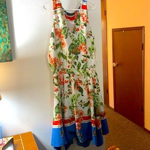 Tommy Hilfiger Womens Smocked V Neck Midi Dress